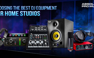 Image showcasing various DJ Equipment for home studios, including mixers, speakers, and headphones.