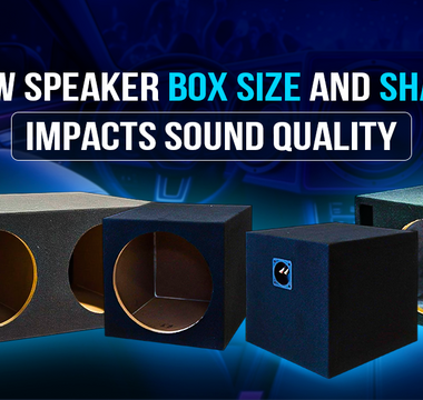 Three speaker boxes showcasing different sizes and shapes that impact sound quality.