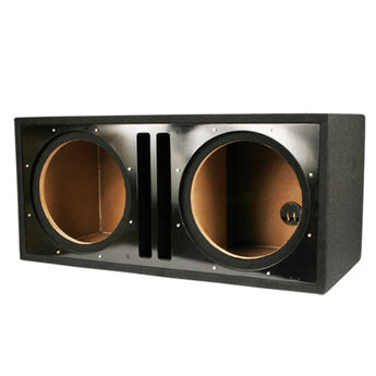 Empty Subwoofer Enclosures Boxes suitable for 10" subwoofers with dual openings and durable design.