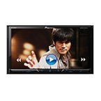 In-Dash Car Stereos displaying a multimedia screen with a play button and a scene from a video.