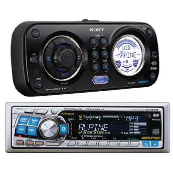 Marine Stereo & Radio featuring Sony and Alpine designs, ideal for marine audio experiences.