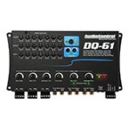 Car equalizers with graphic equalizer sliders and switches on dash-mountable front face