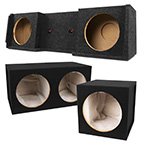 Collection of subwoofer enclosures boxes for speaker box designs, showcasing various styles and sizes.