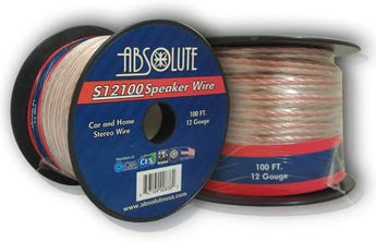 12 Gauge Speaker Wires in spools, ideal for car and home stereo installations.