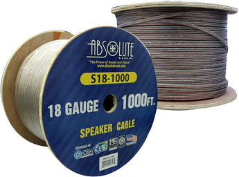 Two spools of 18 Gauge Speaker Wires, highlighting their quality and specifications for audio connections.