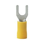 Spade Terminals designed for secure electrical connections, featuring a fork shape and yellow insulation.