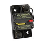 Circuit Breakers image of a JL Audio thermal circuit breaker with red and black switches.