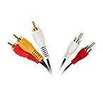 RCA Cables & Adapters featuring yellow, white, and red connectors for audio and video transmission.