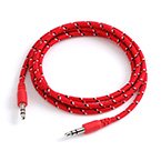 3.5mm Aux Input Adapter Cables in red, ideal for connecting audio devices with 3.5mm jacks.