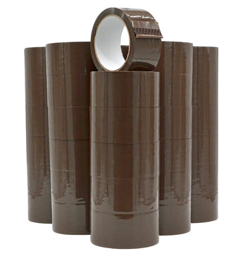 Sealing Tape 2" Brown rolls stacked together, showcasing strong adhesive properties for packaging and sealing.