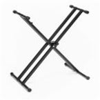 Black X-frame keyboard stands for stable support of musical keyboards.