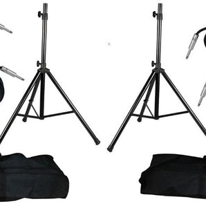 2 MR DJ SS750PKG Speaker Stand with Road Carrying Bag & 2 1/4" 25' Cable