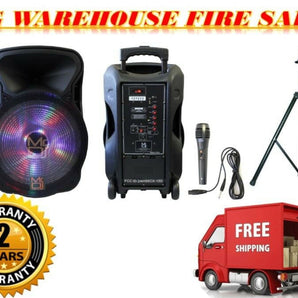 MR DJ Pro 15" 3000W Bluetooth PA DJ FM Radio Karaoke Speaker Microphone stand