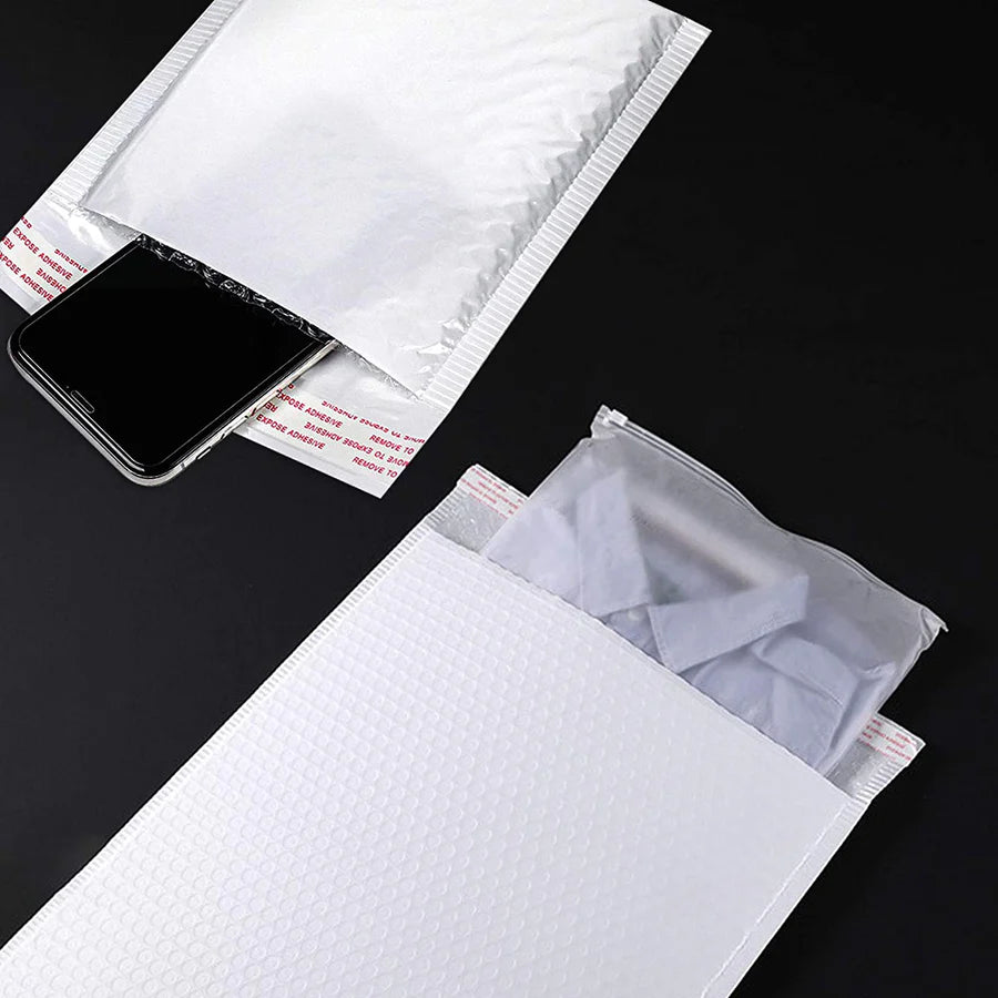 #0 6.5 x 10 Inch Packaging Supplies White Poly Bubble Mailers Self-Sealing Shipping Envelopes Plastic Mailing Bags 6.5"x10" PBM0 6.5"x9" Inner Size (500 Pack)