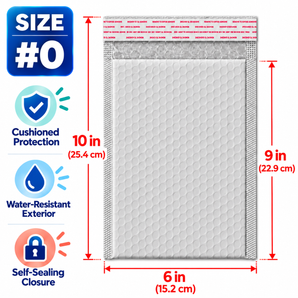#0 6.5 x 10 Inch White Poly Bubble Mailers Self-Sealing, 500 Pack