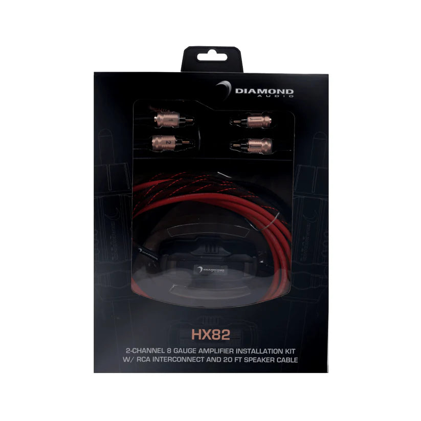 Diamond Audio HX82 2-Channel 8 Gauge Amplifier Installation Kit W/ RCA Interconnect and 20 ft Speaker Cable
