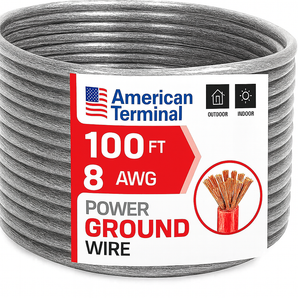 American Terminal ATP8G100SL 8GA 100' Silver Power Ground Wire Car Audio Amplifier Marine Cable