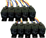 Black 5 pin relay for automotive applications, compatible with 12V 30/40 Amp systems.