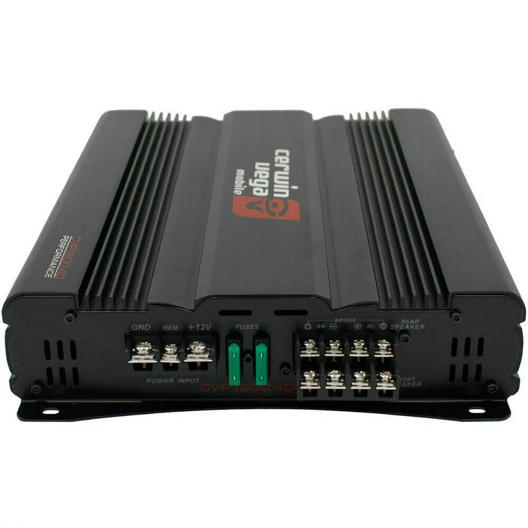 Cerwin Vega CVP1600.4D 1600W Amp + 2 Pair XED62 6.5" 600W Speakers + 4-CH Amp Kit