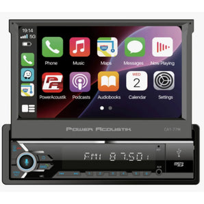 Power Acoustik CA1-77W 1-DIN Digital Media Car Stereo w/ Wireless Apple CarPlay, Android Auto, Bluetooth Connectivity, & Motorized 7" LCD