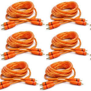 10 Absolute RCA17OR 17ft Orange RCA Cable 100% OFC Oxygen Copper 2-Ch Stereo Interconnect Twisted Pair Noise Reduction Gold-Plated Connectors HiFi Audio Cable for Car/Home Audio