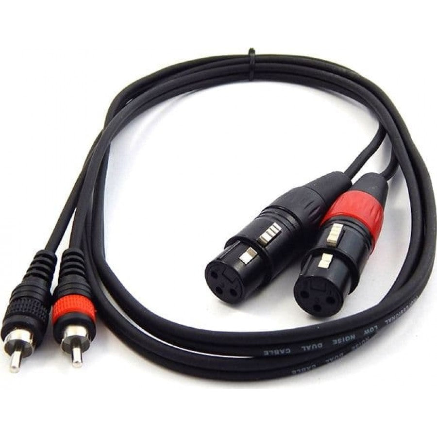 3 Foot 2 XLR Female to 2 RCA Male Patch Cable - Dual XLRF to Dual RCA Audio Cord