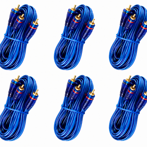 RCA Interconnect Audio Cables 17 Feet 6 Pair (Blue)