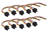 5-Pin 12 VDC tyco relay socket harness with color-coded wires for electrical connections.