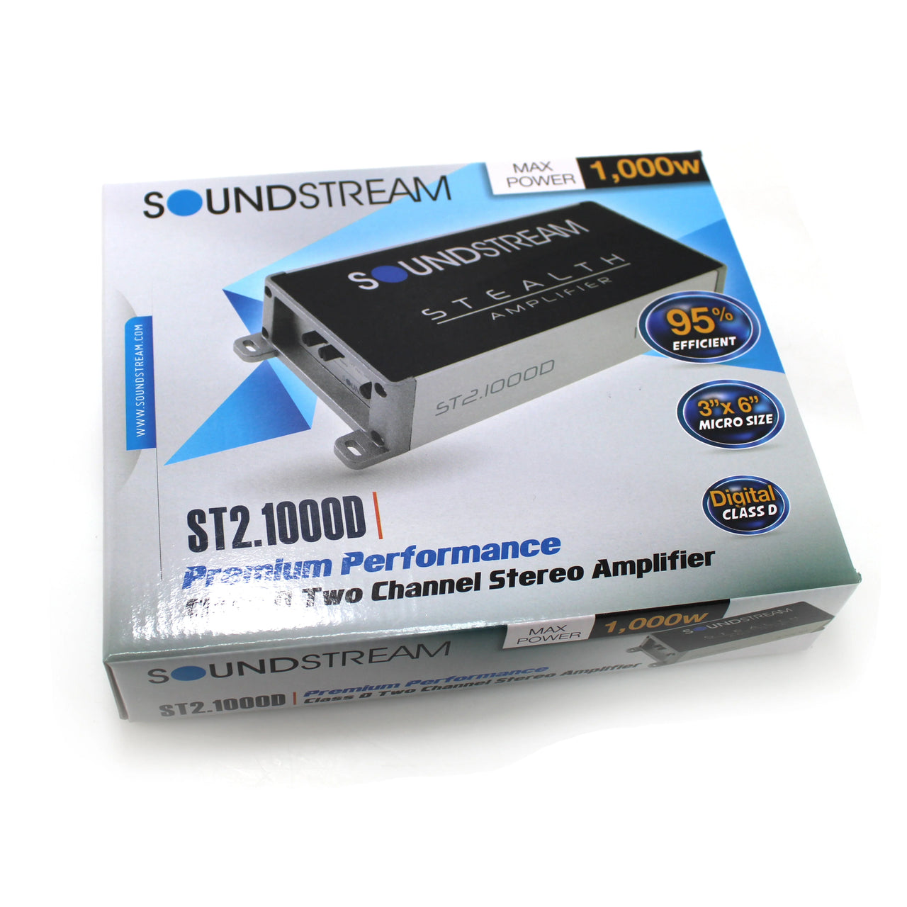 Soundstream ST2.1000D Stealth Series 1000W Class D 2-Channel Amplifier