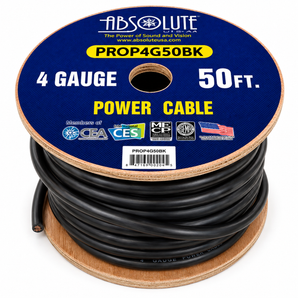Absolute PROP4G50BK Pro Series Black 50 Feet 4 Gauge Ultra Flexible Power/Ground Battery Amp 12V Cable Wire
