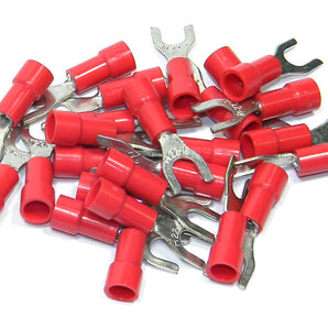 MR DJ DSR8-200 200PCS 18-22AWG Red Insulated Fork Spade Wire Connector Electrical Crimp Terminal
