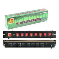 Thumbnail for MR DJ PSC250 Rack Mountable 8 Port Power Switcher Surge Protectors Red Toggles ON / OFF Power Center, Power Strip