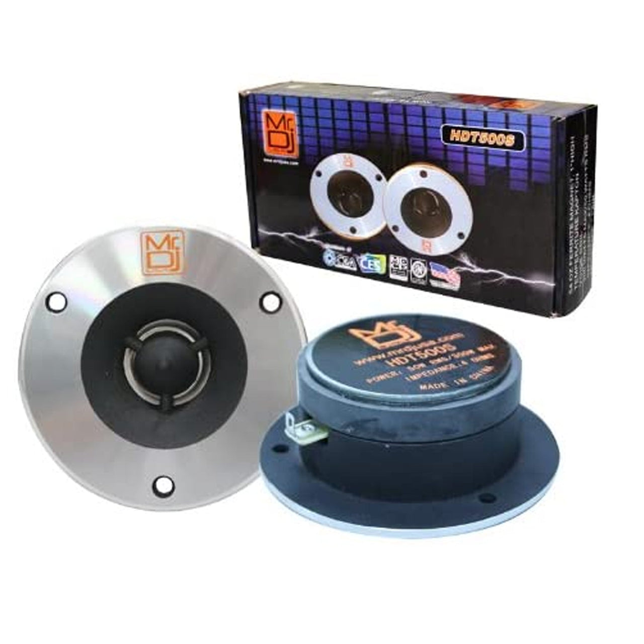MR DJ HDT500S Pair Slim 4" 600W Chrome High Compression Titanium Bullet Super Tweeter