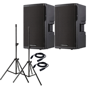 2 Cerwin Vega CVX-15 Pair Package with Speaker Stands & XLR Cables