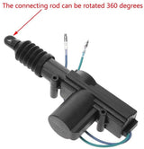 Power door lock actuator for cars, including 2 wires and mounting hardware for installation.