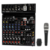 Thumbnail for Peavey PV 10 BT 10 Channel Compact Mixing Mixer Console with Bluetooth + Blue Mic