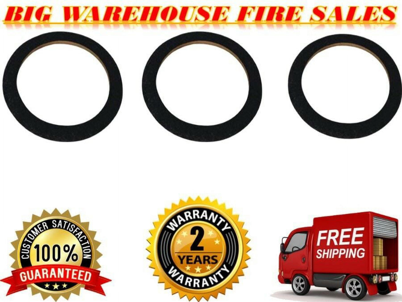 3 12" Black Carpeted MDF Car Stereo Speaker Woofer Subwoofer Sub Ring Spacer