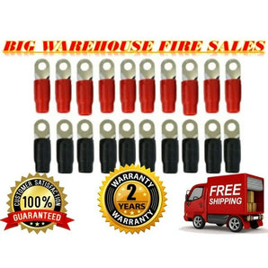 0 gauge ring terminal 20 pack with red and black boots for 1/0 AWG wire crimp cables