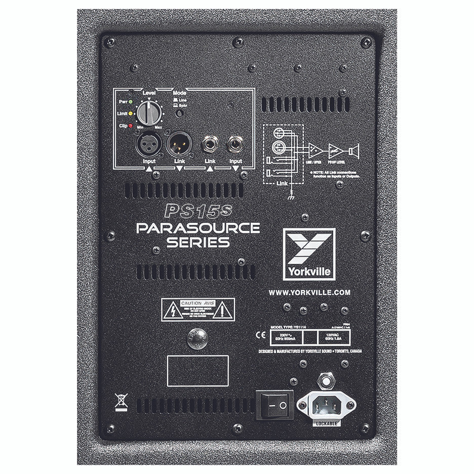 Yorkville PS15SF ParaSource 15" 1000 watt Powered Subwoofer Fly Version
