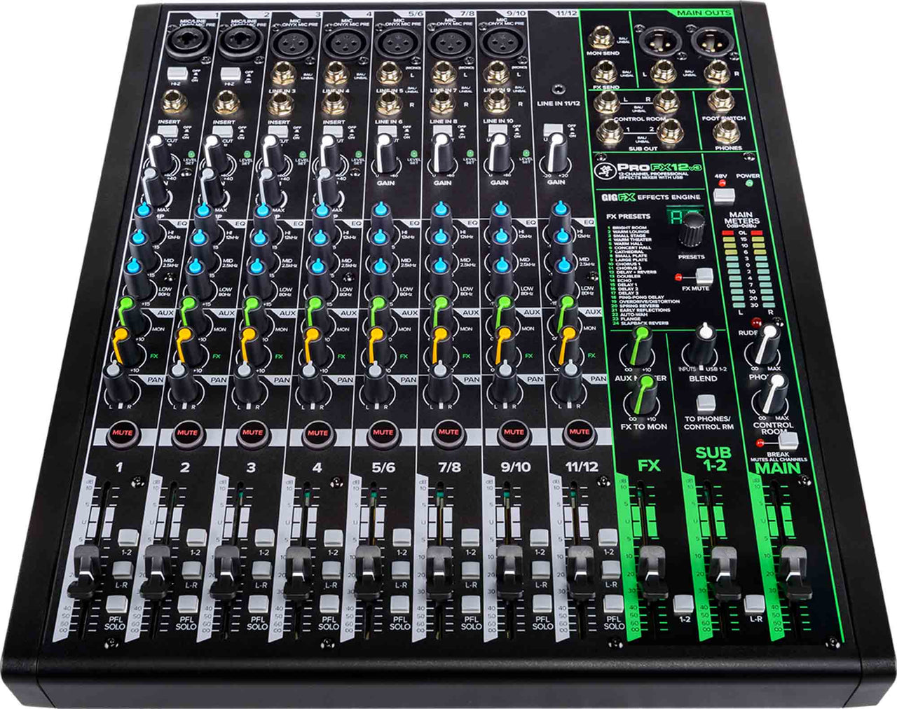 Mackie ProFX12v3, 12-Channel Professional Effects Mixer with Built-In FX