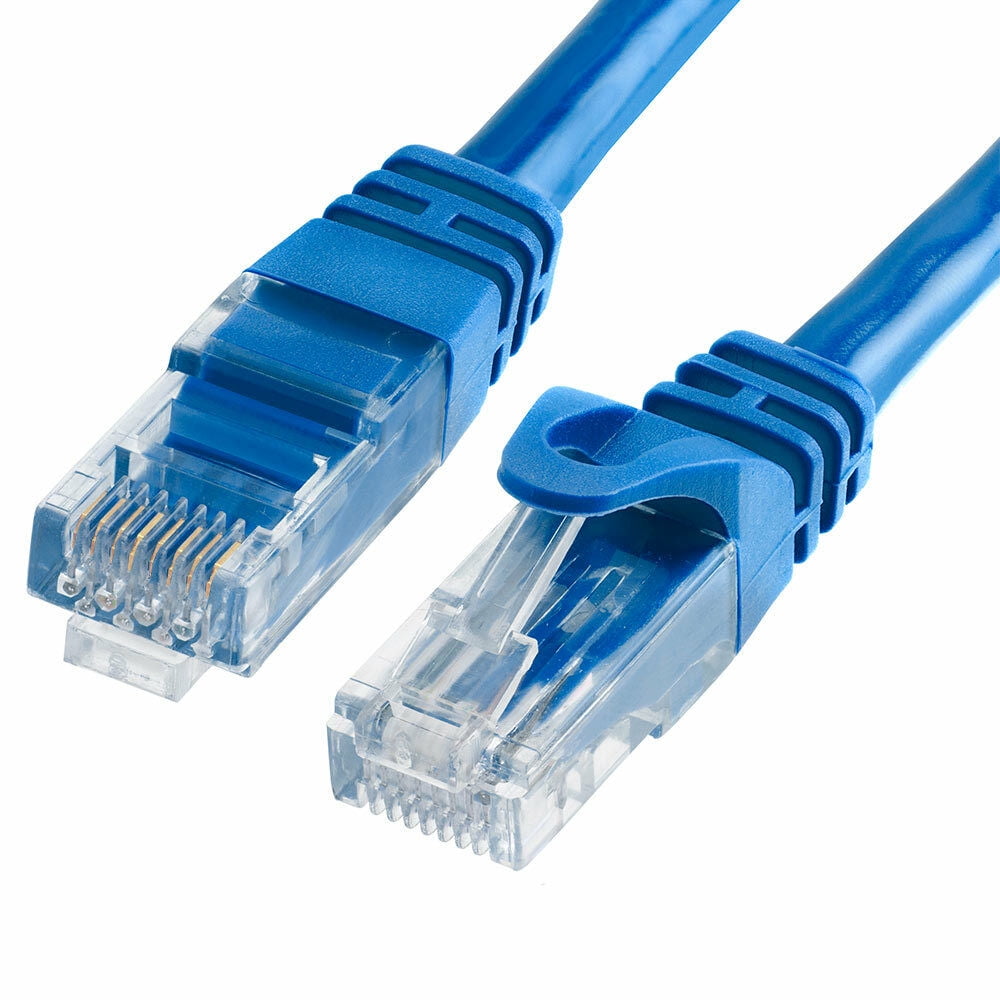 2 Cat6a Ethernet Network Patch Cable RJ45 23AWG 600Mhz Solid Copper Wire 3' Blue