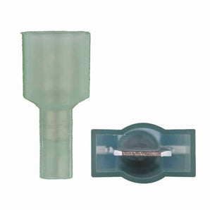 Install Bay 3MBNMD250F blue nylon male quick disconnect, 16-14 gauge .250, electrical connector image.