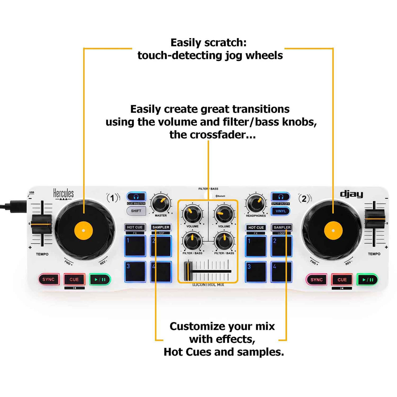 Hercules DJCONTROL MIX for Android and iOS Smartphones with Algoriddim djay App