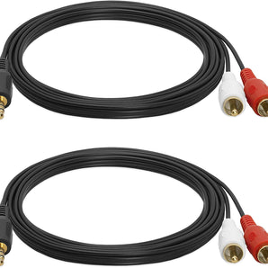 2 Absolute 6 feet Y Cable Splitter 1-Mini Plug 2-RCA Plugs
