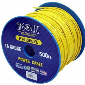 Absolute USA P16-500YE 16 Gauge 500-Feet Spool Primary Power Wire Cable (Yellow)