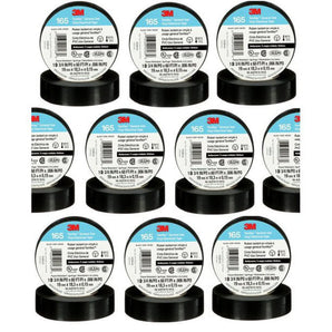3M Temflex 165 vinyl electrical tape roll, 3/4 in x 60 ft, black insulated tape for general use.