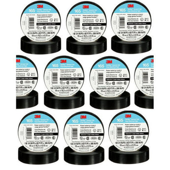 3M Temflex 165 vinyl electrical tape roll, 3/4 in x 60 ft, black insulated tape for general use.