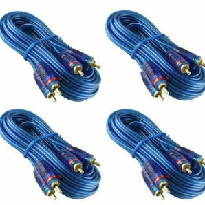 4 20' Raptor Neon Blue Series RCA Audio Cable