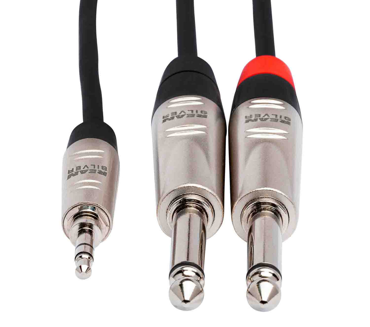 Hosa HMP-003Y, REAN 3.5mm TRS to Dual 1/4" TS Pro Stereo Breakout Cable - 3 Feet