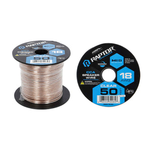 Raptor RSW18-50 Speaker Wire 18GA CLEAR CCA 50FT - Vice Series